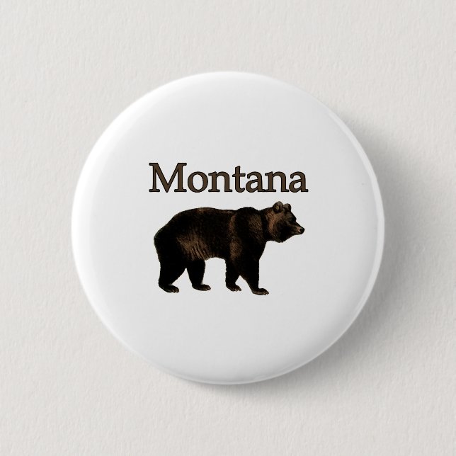 Montana Grizzly Bear Pinback Button (Front)