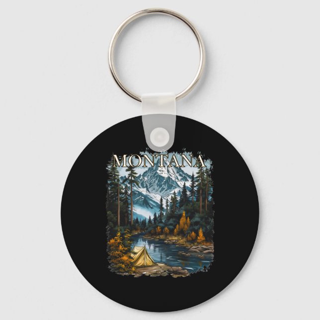 Montana Hiking Camping Hunting Outdoors  Keychain (Front)