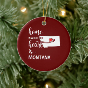Montana home is where the heart is ceramic ornament