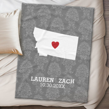 Montana Home State City Map - Custom Wedding Fleece Blanket by MyGiftShop at Zazzle