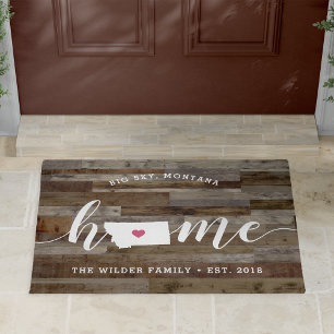Montana Home State Personalized Wood Look Doormat