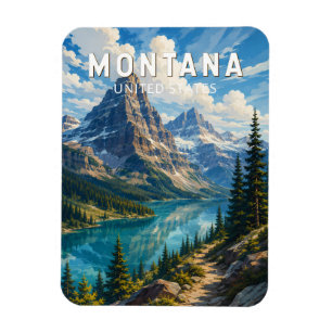 Montana Illustration Travel Art Vintage Magnet