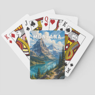 Montana Illustration Travel Art Vintage Poker Cards