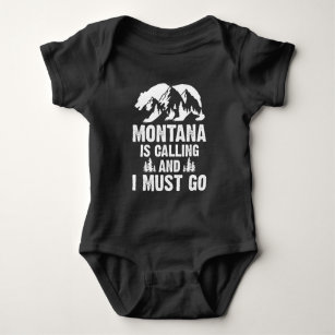 Montana Is Calling And I Must Go Bear And Mountain Baby Bodysuit