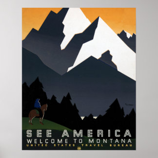 Montana Landscape Art Unedited Vintage Photos Old  Poster