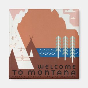 Montana Landscape Art Vintage Photos Old Aesthetic Magnet