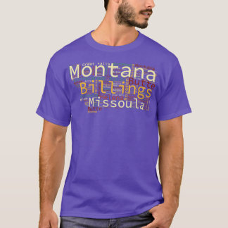 Montana Map and Cities T-Shirt