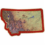 Montana Map Christmas Ornament Cut Out<br><div class="desc">This acrylic ornament shaped from a relief map of Montana surrounded by festive trim will add novel Montanan flair to your seasonal decorations. Also available as a pin,  magnet or keychain. 
Map derived from images at nationalatlas.gov.</div>