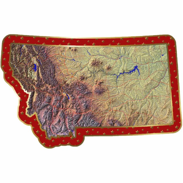 Montana Map Christmas Ornament Cut Out (Front)