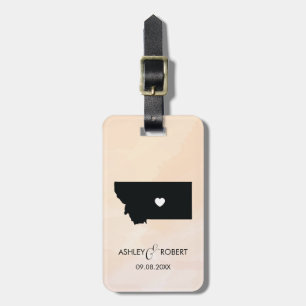 Montana Map Wedding Luggage Tag, Couple's Name Tag
