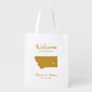 Montana Map Wedding Welcome Bag, Gold Tote Bag