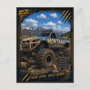 Montana Monster Truck Off Road Art Postcard