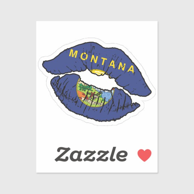 Montana Montanan Lipstick Love Flag Sticker (Sheet)