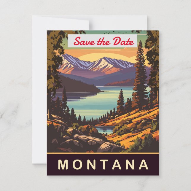 Montana Mountain Lake Wedding Invitation (Front)