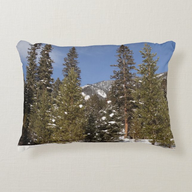 Montana Mountain Trails in Winter Landscape Photo Accent Pillow (Front)