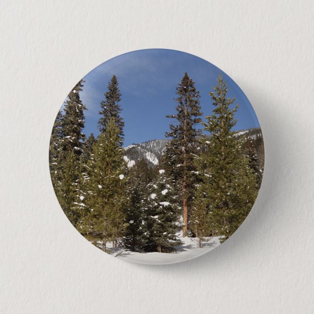 Montana Mountain Trails in Winter Landscape Photo Button (Front)
