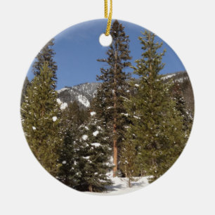 Montana Mountain Trails in Winter Landscape Photo Ceramic Ornament