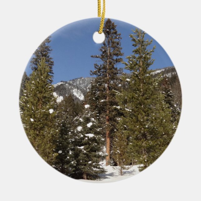 Montana Mountain Trails in Winter Landscape Photo Ceramic Ornament (Front)