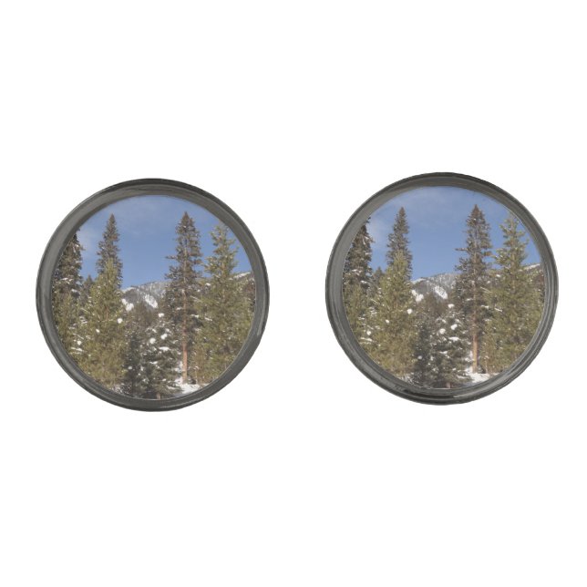 Montana Mountain Trails in Winter Landscape Photo Cufflinks (Front)