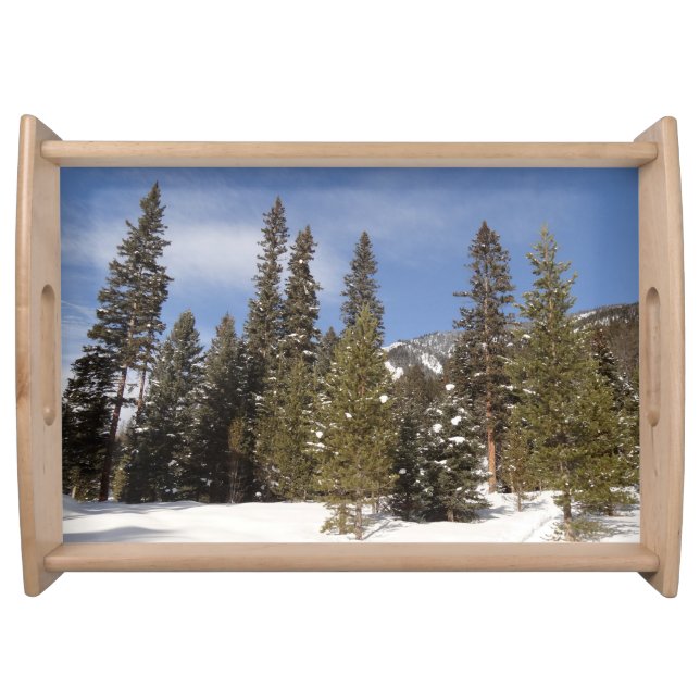 Montana Mountain Trails in Winter Landscape Photo Serving Tray (Front)