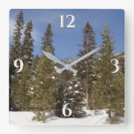 Montana Mountain Trails in Winter Landscape Photo Square Wall Clock