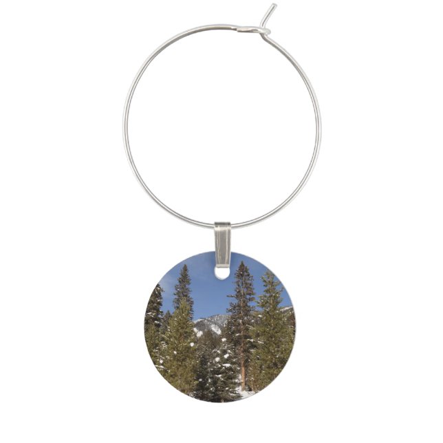 Montana Mountain Trails in Winter Landscape Photo Wine Charm (Front)