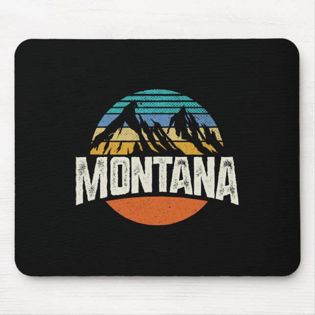 Montana Mountains Retro Design Hiking Mt  Mouse Pad (Front)