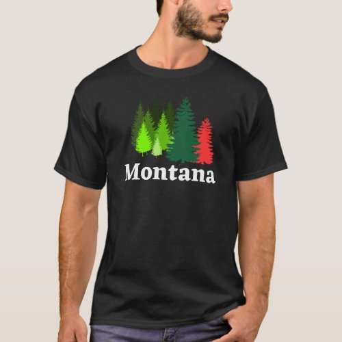 Montana Mountains with Colored Trees Black T_Shirt