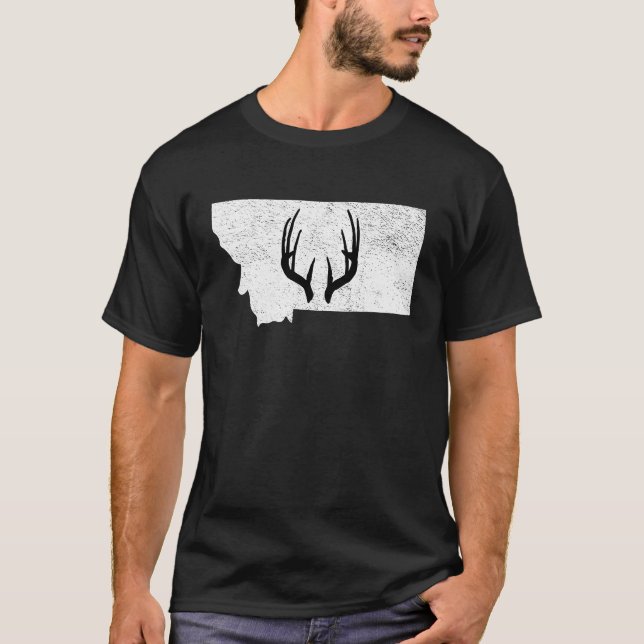 Montana MT Deer Hunting Shed Antlers T-Shirt (Front)
