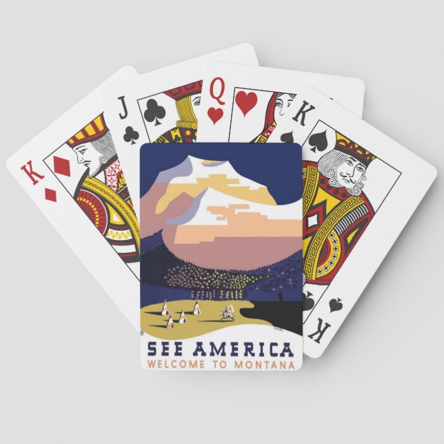 Montana MT US USA Vintage Travel Playing Cards (Back)