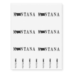 Montana Name with State Shaped Letter Temporary Tattoos