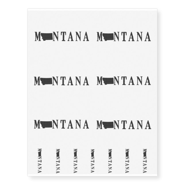 Montana Name with State Shaped Letter Temporary Tattoos (Front)