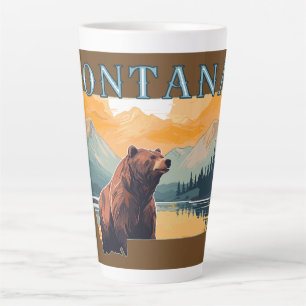 Montana Outline Bear Mountains Latte Mug