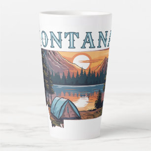 Montana Outline Tent Camping Latte Mug