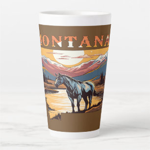 Montana Outline Wild Horses Latte Mug