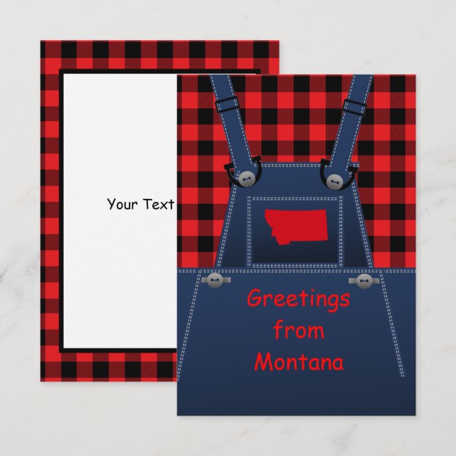 Montana Overalls Buffalo Plaid Greeting Card (Front/Back)