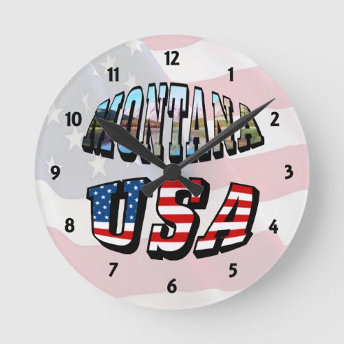 Montana Picture and USA Text Clock