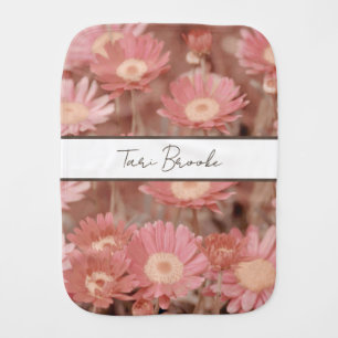 Montana Pink Wildflowers Baby's Name Baby Burp Cloth