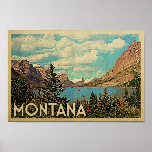 Montana Poster _ Lake Vintage Travel Poster