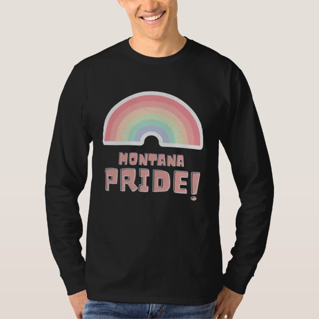 Montana Pride LGBTQ Cute Rainbow Minimalist Pride T-Shirt (Front)