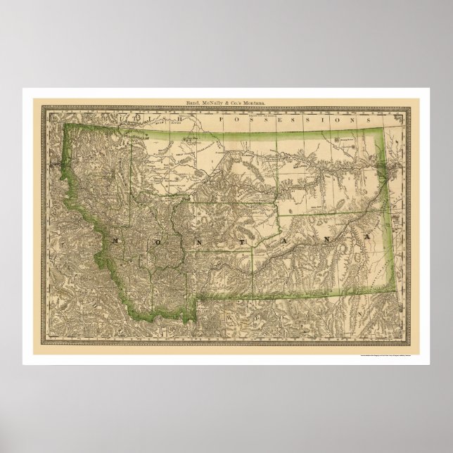 Montana Railroad Map 1881 Poster (Front)