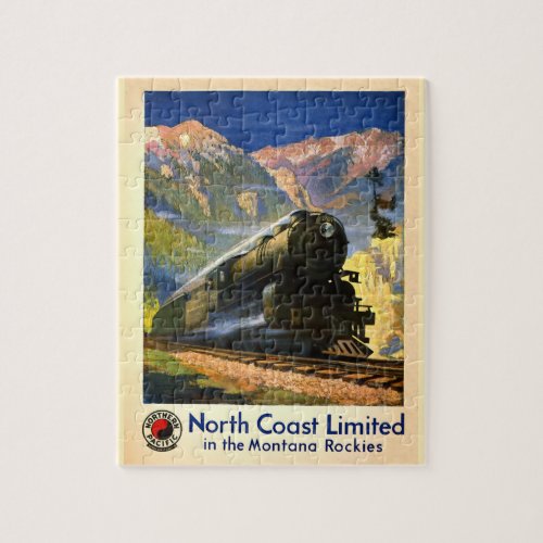 Montana Rockies Poster Steam Train Engine Railroad Jigsaw Puzzle