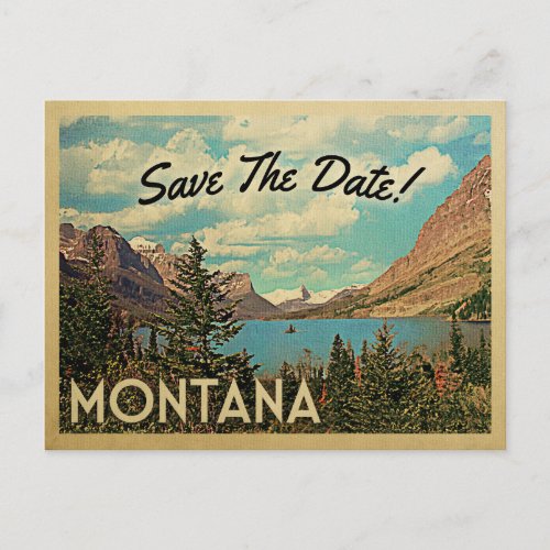 Montana Save The Date Vintage Glacier Park Lake Announcement Postcard