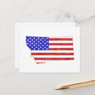 Montana Shaped American Flag Patriotic Montanan Postcard