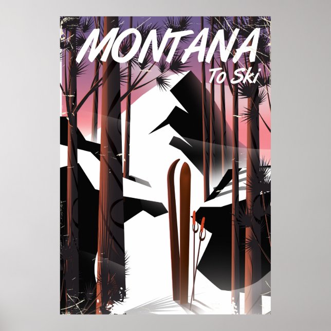 Montana Ski vintage travel poster (Front)