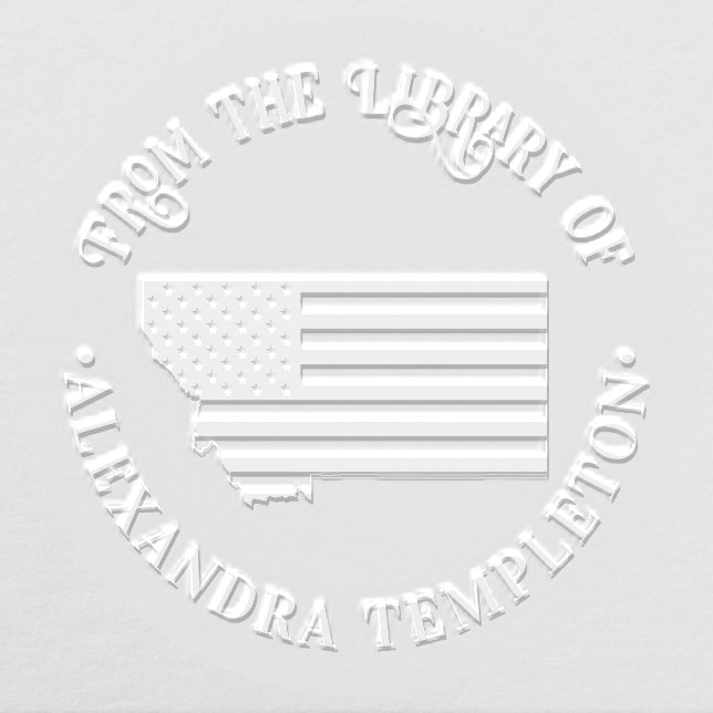 Montana Stars Stripes State Map Library Book Name Embosser (Design)