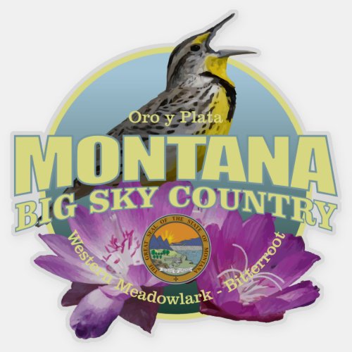 Montana State Bird  Flower Sticker