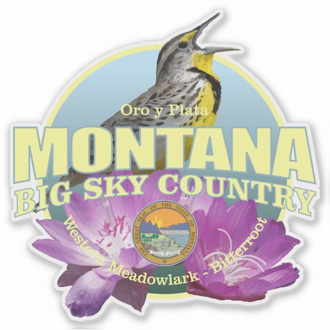 Montana State Bird & Flower Sticker (Front)