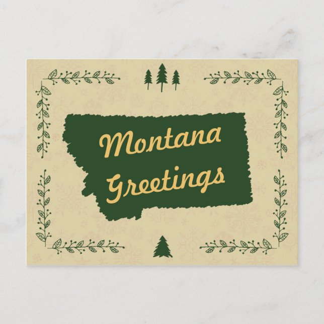 Montana State Christmas Holiday Greetings Postcard (Front)