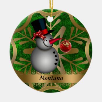Montana State Christmas Ornament by christmas_tshirts at Zazzle